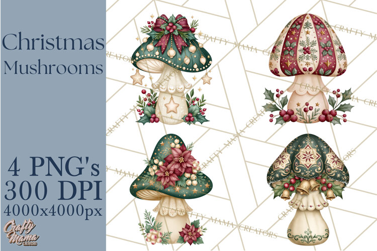 Christmas Mushroom Clipart PNG example image 1
