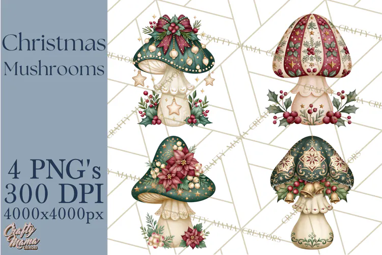 Christmas Mushroom Clipart PNG