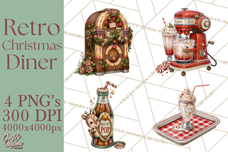 1950s Vintage Christmas Clipart Retro Soda Fountain Clip Art