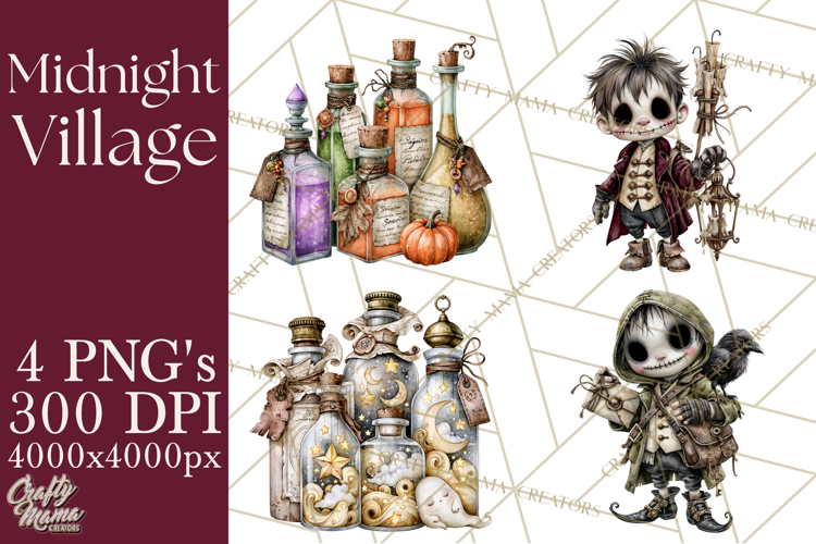 Pumpkin Village Residents PNG Halloween Clipart