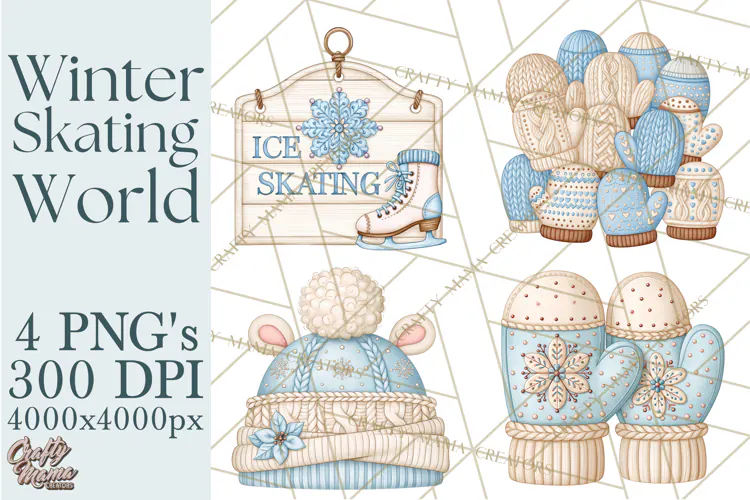 Winter Skating World Animals PNG