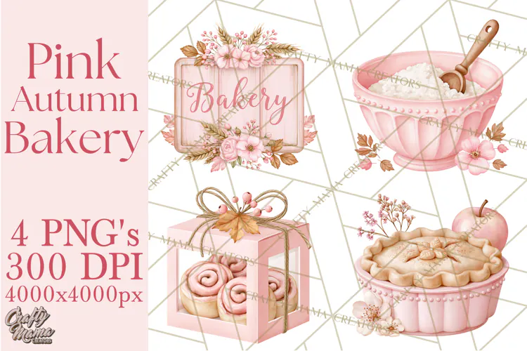 Pink Autumn Bakery Clipart PNG