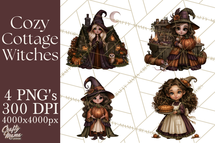 Cozy Cottage Witch PNG, Halloween Clipart