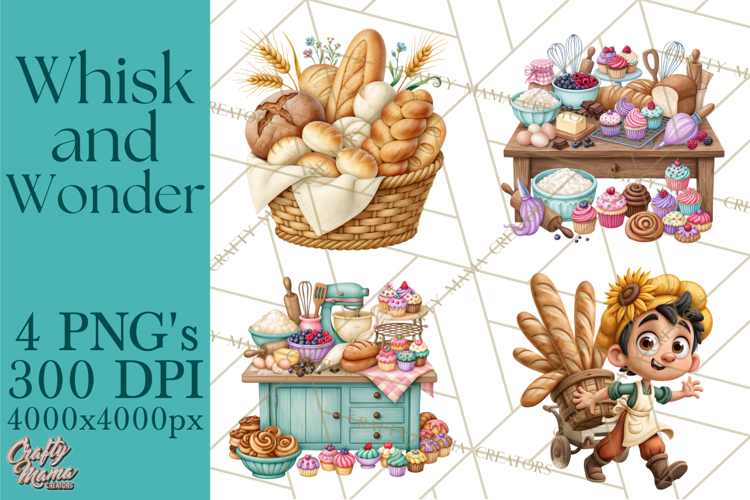 Whimsical Bakery Girls & Boys PNG Clipart, Baker Characters