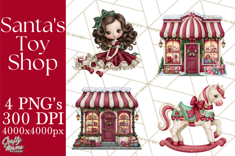 Christmas Toy Shop PNG Clipart, Santa & Elf Characters