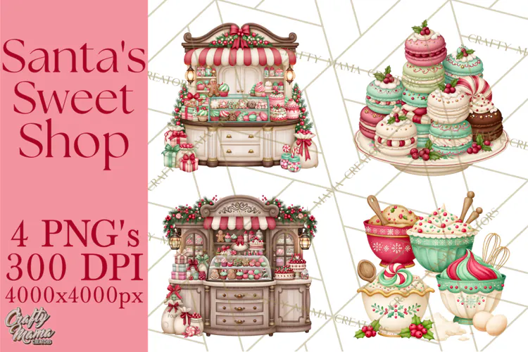 Christmas Bakery PNG Clipart, Santa & Elf Characters, Baker
