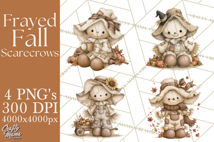 Frayed Fall Scarecrows PNG, Halloween Clipart