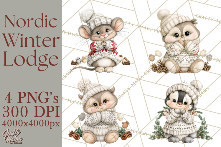Nordic Winter Lodge Cozy Woodland Clipart PNG