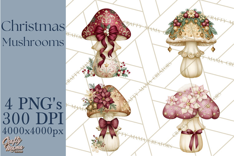 Christmas Mushroom Clipart PNG example image 1