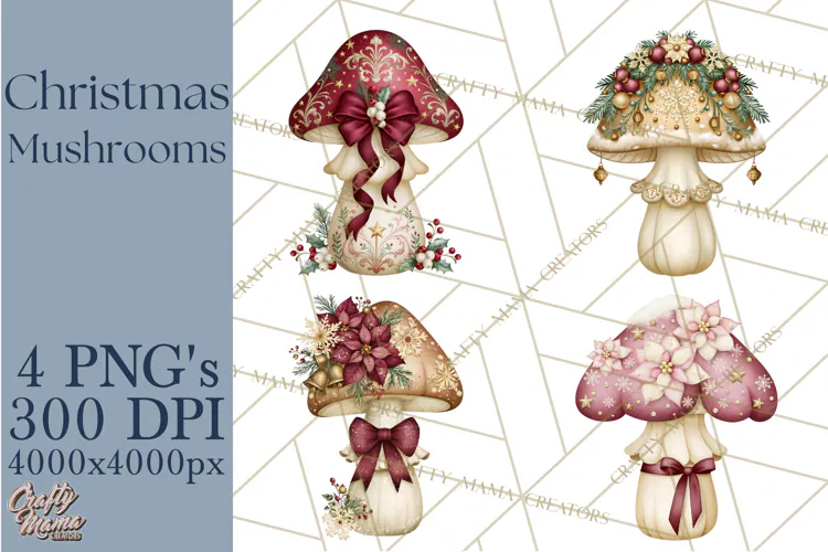 Christmas Mushroom Clipart PNG