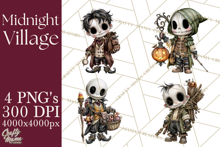 Pumpkin Village Residents PNG Halloween Clipart
