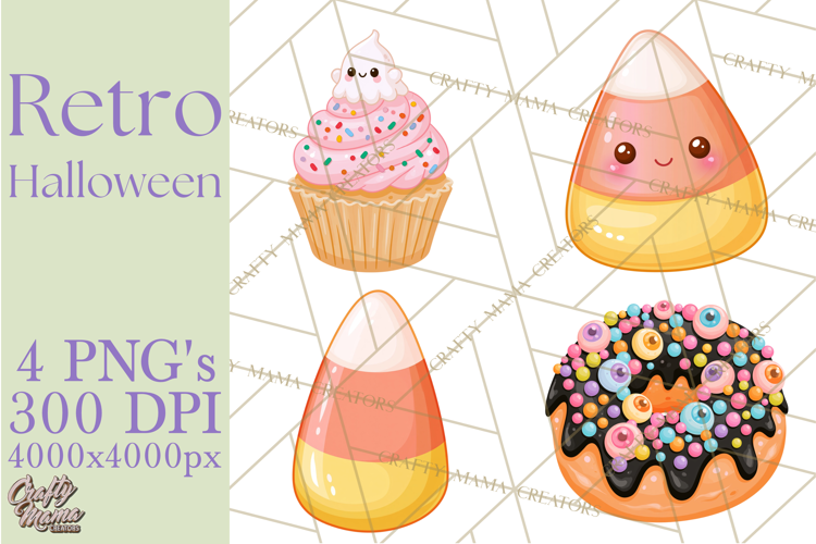 Retro Halloween Graphics, Pastel Spooky PNG, Retro Clip Art