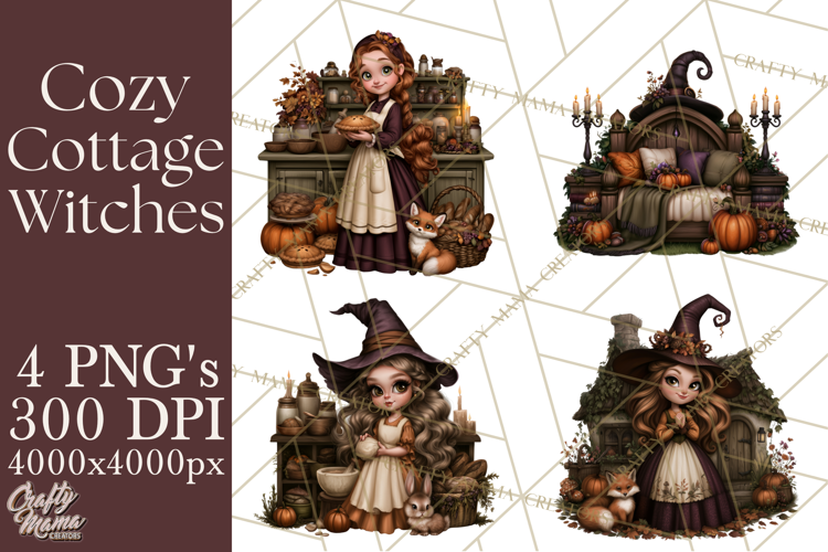Cozy Cottage Witch PNG, Halloween Clipart