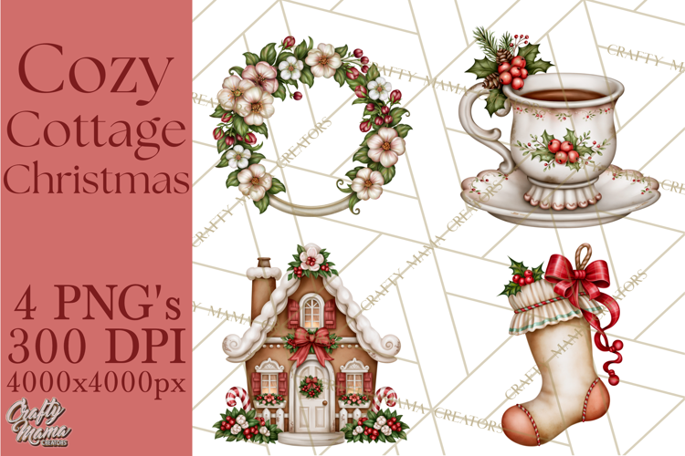 Cozy Cottage Christmas Printable Clipart PNG