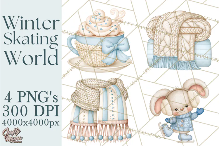 Winter Skating World Animals PNG