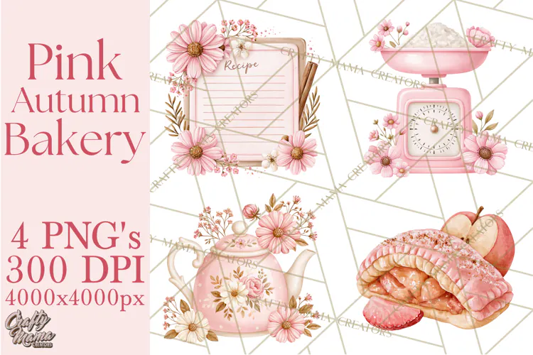 Pink Autumn Bakery Clipart PNG