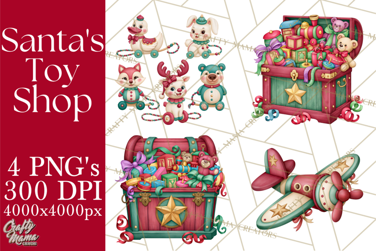 Christmas Toy Shop PNG Clipart, Santa & Elf Characters