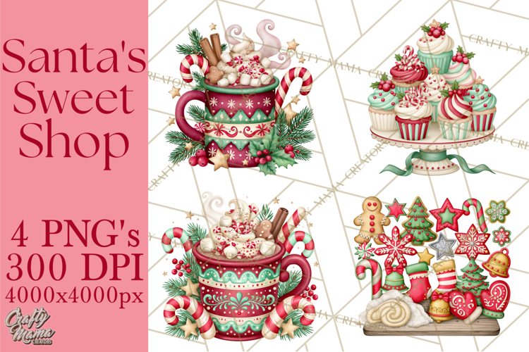 Christmas Bakery PNG Clipart, Santa & Elf Characters, Baker