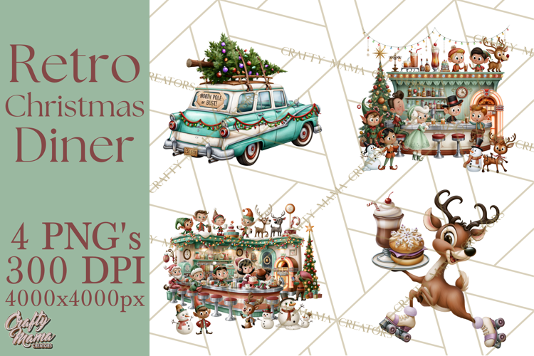 1950s Vintage Christmas Clipart Retro Soda Fountain Clip Art