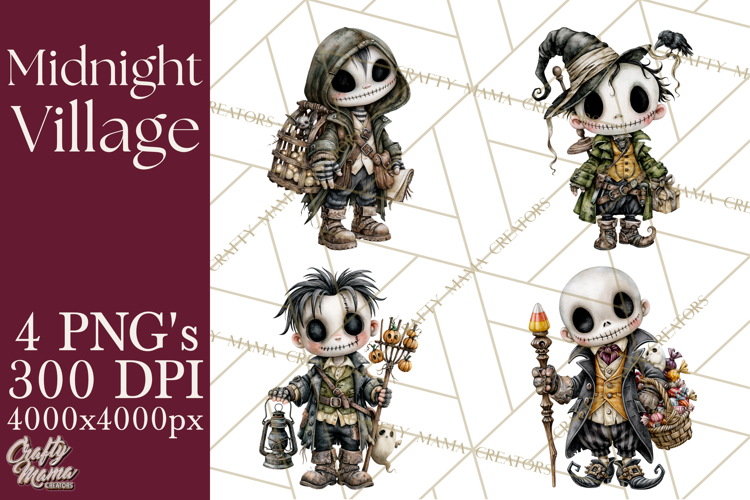 Pumpkin Village Residents PNG Halloween Clipart