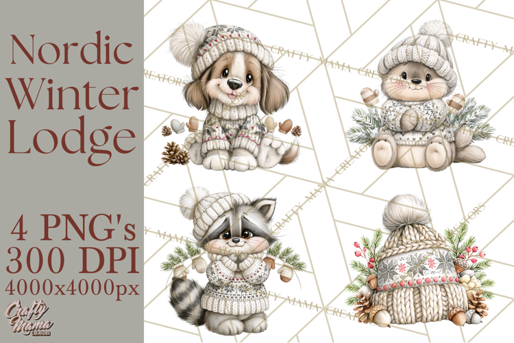 Nordic Winter Lodge Cozy Woodland Clipart PNG
