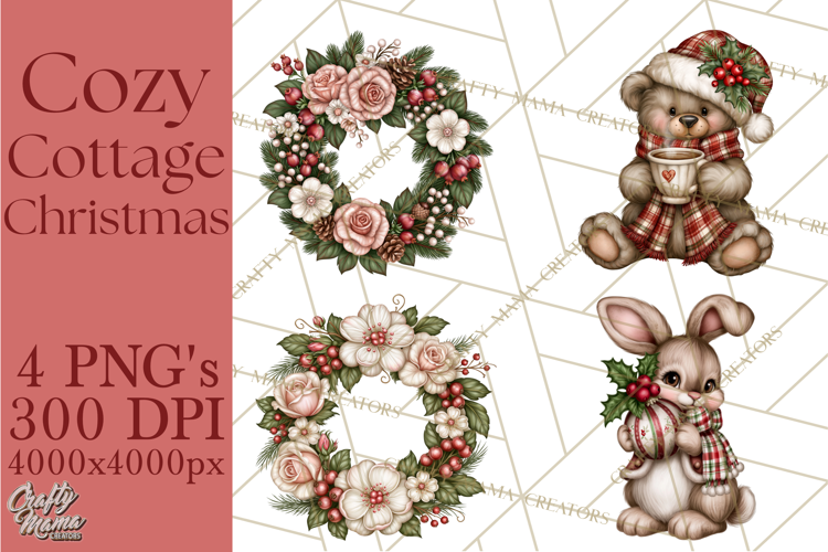 Cozy Cottage Christmas Printable Clipart PNG