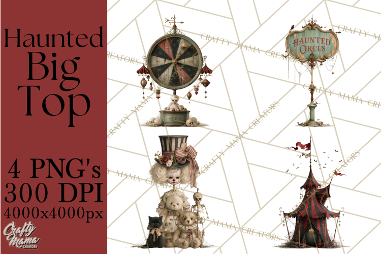 Haunted Circus Clipart PNG, Spooky Halloween Clowns