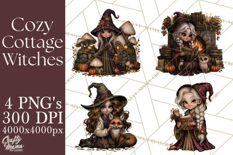 Cozy Cottage Witch PNG, Halloween Clipart