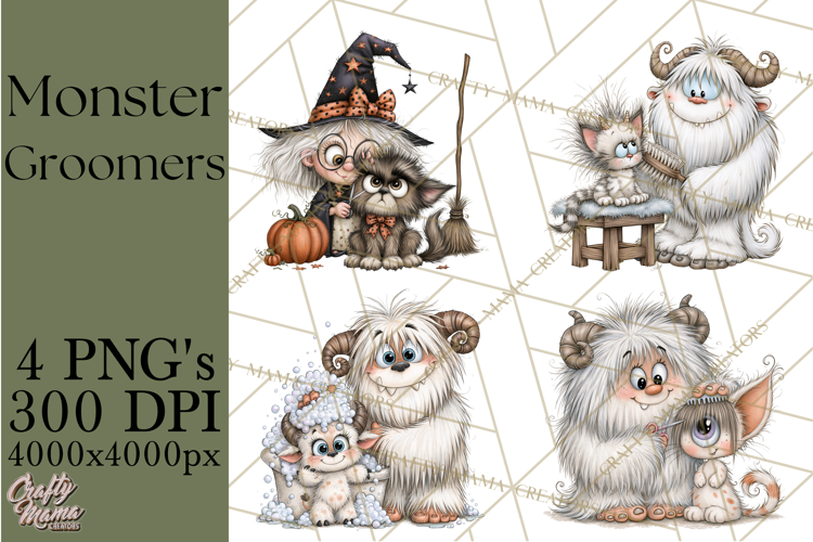 Monster Pet Groomers Halloween Clipart PNG