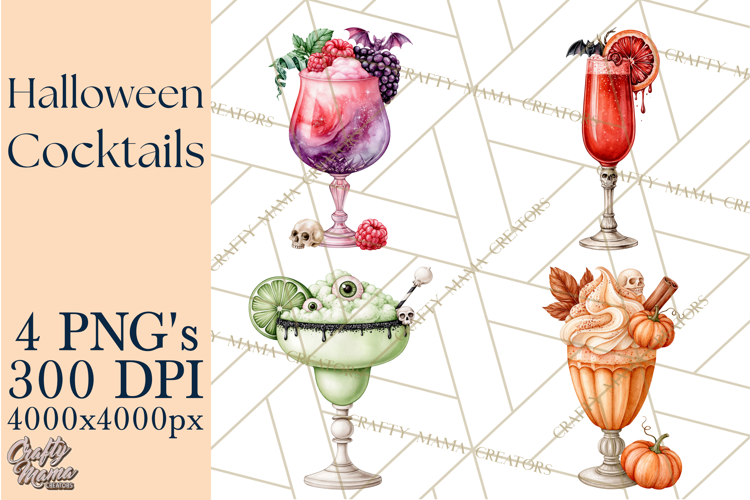 Halloween Cocktails Clipart PNG, Spooky Drinks