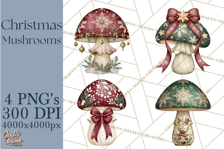 Christmas Mushroom Clipart PNG