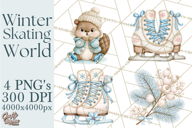 Winter Skating World Animals PNG example image 1