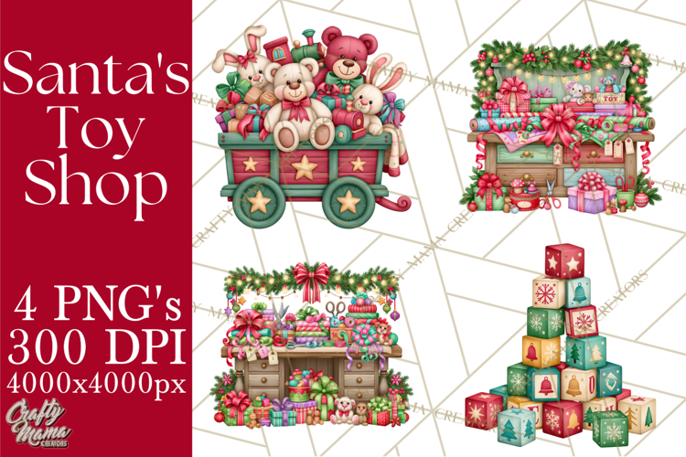 Christmas Toy Shop PNG Clipart, Santa & Elf Characters