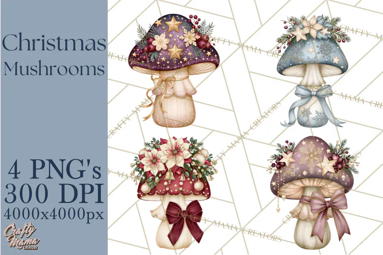Christmas Mushroom Clipart PNG