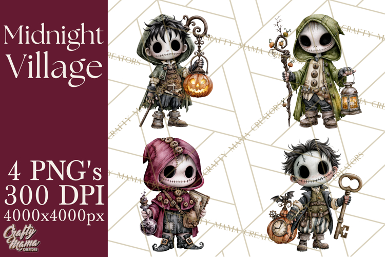 Pumpkin Village Residents PNG Halloween Clipart