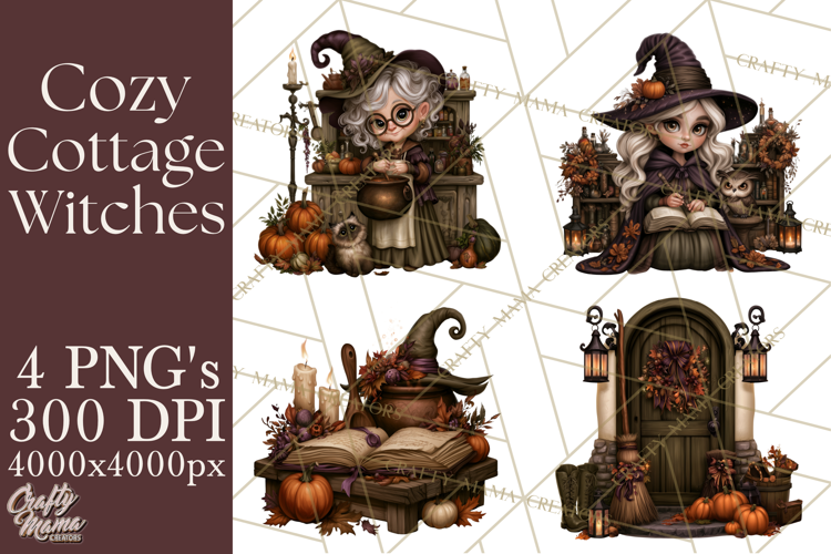 Cozy Cottage Witch PNG, Halloween Clipart