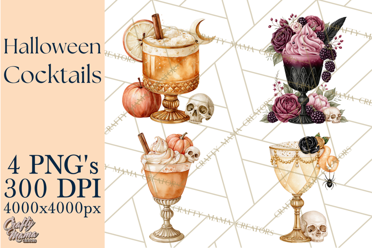 Halloween Cocktails Clipart PNG, Spooky Drinks