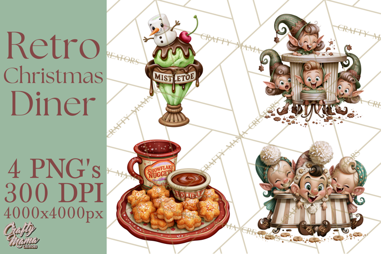 1950s Vintage Christmas Clipart Retro Soda Fountain Clip Art