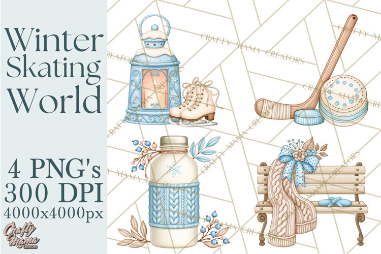 Winter Skating World Animals PNG example image 1