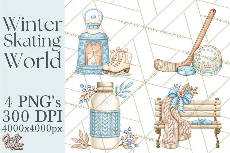 Winter Skating World Animals PNG