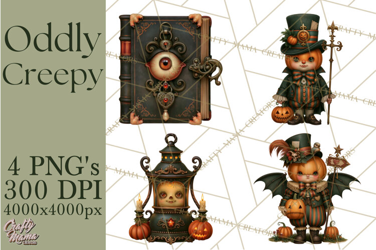 Oddly Creepy Halloween Characters PNG Clipart example image 1