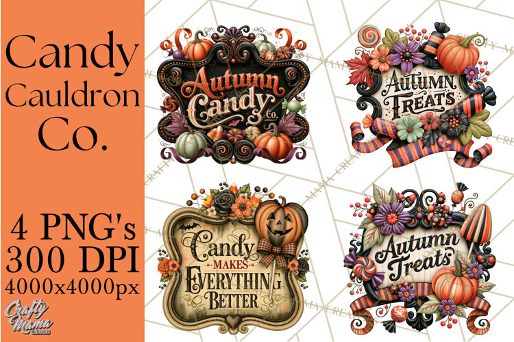 Retro Halloween Candy Shop Clipart PNG example image 1