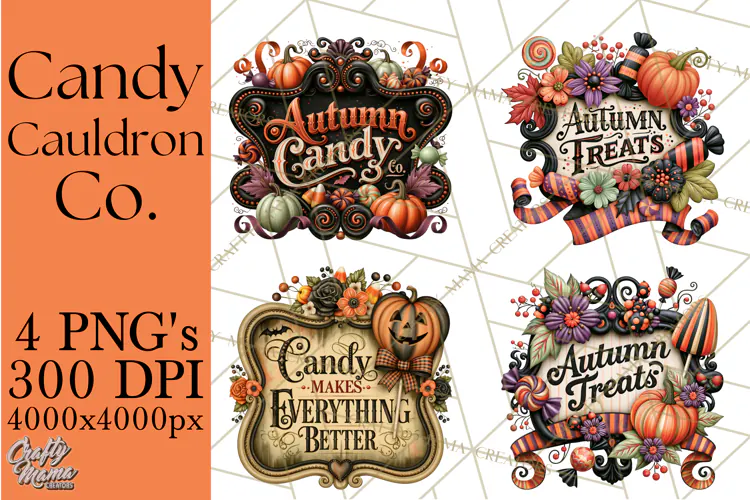 Retro Halloween Candy Shop Clipart PNG