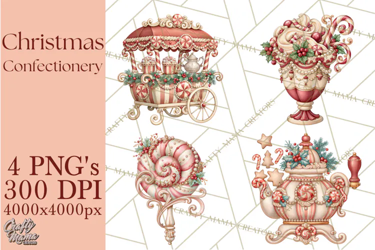 Whimsical Christmas Confectionery PNG Clipart