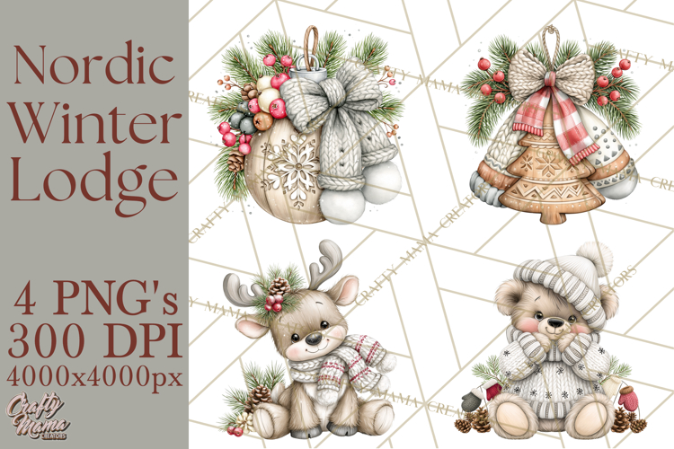 Nordic Winter Lodge Cozy Woodland Clipart PNG
