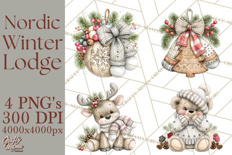 Nordic Winter Lodge Cozy Woodland Clipart PNG