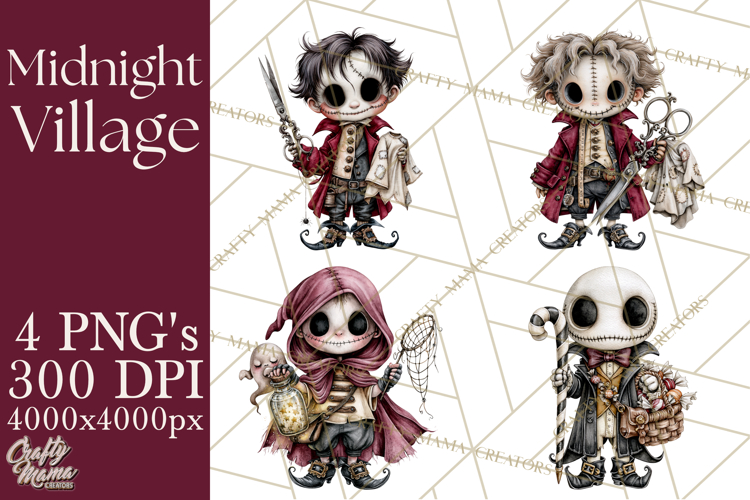 Pumpkin Village Residents PNG Halloween Clipart