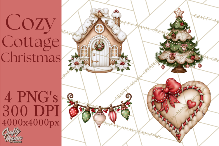 Cozy Cottage Christmas Printable Clipart PNG