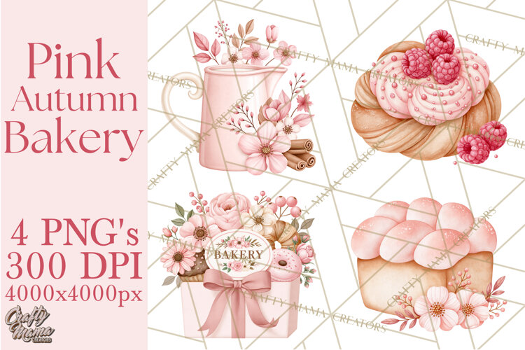 Pink Autumn Bakery Clipart PNG example image 1
