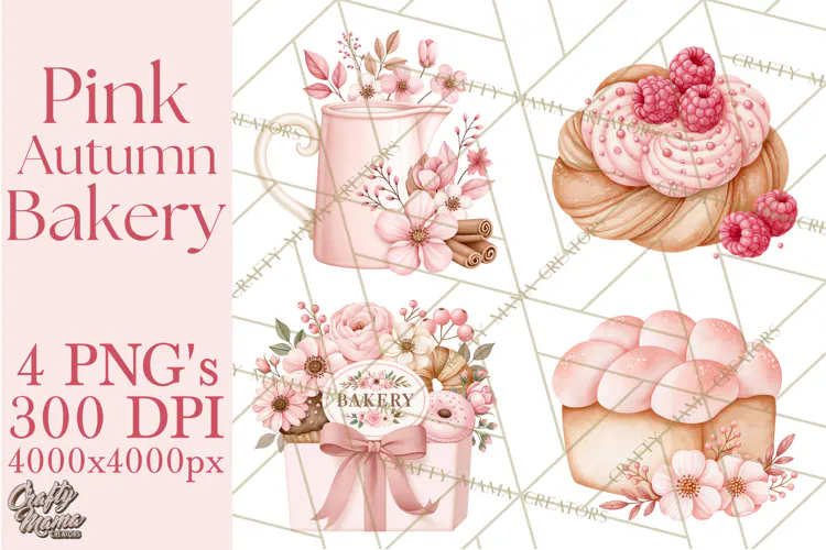 Pink Autumn Bakery Clipart PNG